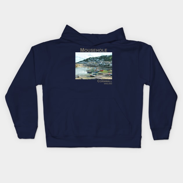 Mousehole, Cornwall, England UK fishing harbour boats art Kids Hoodie by BarbaraGlebska